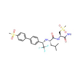 CC(C)C[C@H](N[C@@H](c1ccc(-c2ccc(S(C)(=O)=O)cc2)cc1)C(F)(F)F)C(=O)N[C@@H](CS(C)(=O)=O)C(N)=O ZINC000028951333