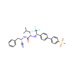 CC(C)C[C@H](N[C@@H](c1ccc(-c2ccc(S(C)(=O)=O)cc2)cc1)C(F)(F)F)C(=O)N[C@H](C#N)Cc1ccccc1 ZINC000028951351