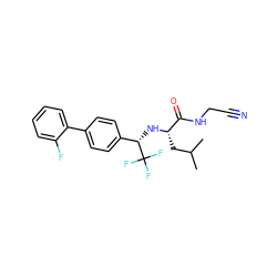 CC(C)C[C@H](N[C@@H](c1ccc(-c2ccccc2F)cc1)C(F)(F)F)C(=O)NCC#N ZINC000014971222