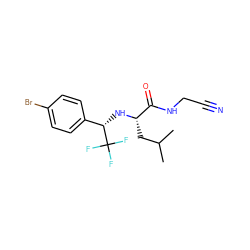 CC(C)C[C@H](N[C@@H](c1ccc(Br)cc1)C(F)(F)F)C(=O)NCC#N ZINC000014971216