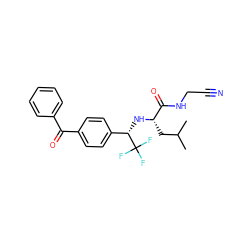 CC(C)C[C@H](N[C@@H](c1ccc(C(=O)c2ccccc2)cc1)C(F)(F)F)C(=O)NCC#N ZINC000014971268