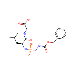 CC(C)C[C@H](N[P@](=O)(O)CNC(=O)OCc1ccccc1)C(=O)NCC(=O)O ZINC000013651480