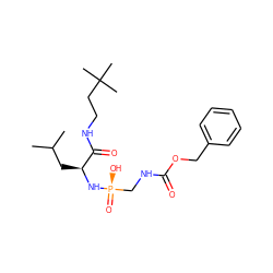 CC(C)C[C@H](N[P@](=O)(O)CNC(=O)OCc1ccccc1)C(=O)NCCC(C)(C)C ZINC000098208162