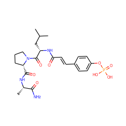 CC(C)C[C@H](NC(=O)/C=C/c1ccc(OP(=O)(O)O)cc1)C(=O)N1CCC[C@H]1C(=O)N[C@@H](C)C(N)=O ZINC000045300704