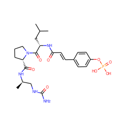 CC(C)C[C@H](NC(=O)/C=C/c1ccc(OP(=O)(O)O)cc1)C(=O)N1CCC[C@H]1C(=O)N[C@H](C)CNC(N)=O ZINC000049694855