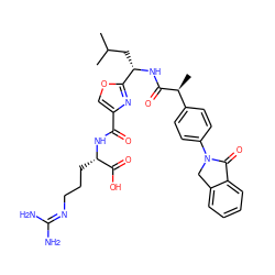 CC(C)C[C@H](NC(=O)[C@@H](C)c1ccc(N2Cc3ccccc3C2=O)cc1)c1nc(C(=O)N[C@@H](CCCN=C(N)N)C(=O)O)co1 ZINC000205630530