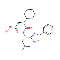 CC(C)C[C@H](NC(=O)[C@@H](CC(=O)NO)C1CCCCC1)c1nc(-c2ccccc2)c[nH]1 ZINC000029344708