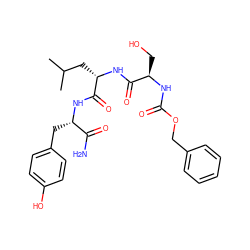 CC(C)C[C@H](NC(=O)[C@@H](CO)NC(=O)OCc1ccccc1)C(=O)N[C@@H](Cc1ccc(O)cc1)C(N)=O ZINC000004983490