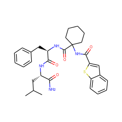 CC(C)C[C@H](NC(=O)[C@@H](Cc1ccccc1)NC(=O)C1(NC(=O)c2cc3ccccc3s2)CCCCC1)C(N)=O ZINC000028825155