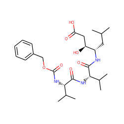 CC(C)C[C@H](NC(=O)[C@@H](NC(=O)[C@@H](NC(=O)OCc1ccccc1)C(C)C)C(C)C)[C@@H](O)CC(=O)O ZINC000013650019