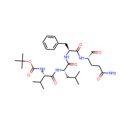 CC(C)C[C@H](NC(=O)[C@@H](NC(=O)OC(C)(C)C)C(C)C)C(=O)N[C@@H](Cc1ccccc1)C(=O)N[C@H](C=O)CCC(N)=O ZINC000026165194