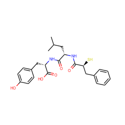 CC(C)C[C@H](NC(=O)[C@@H](S)Cc1ccccc1)C(=O)N[C@@H](Cc1ccc(O)cc1)C(=O)O ZINC000011688607