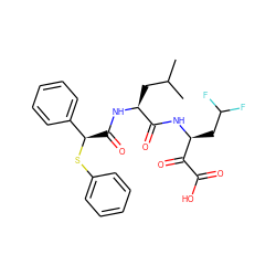 CC(C)C[C@H](NC(=O)[C@@H](Sc1ccccc1)c1ccccc1)C(=O)N[C@@H](CC(F)F)C(=O)C(=O)O ZINC000013819741