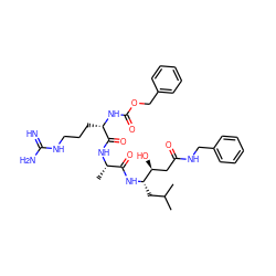 CC(C)C[C@H](NC(=O)[C@H](C)NC(=O)[C@H](CCCNC(=N)N)NC(=O)OCc1ccccc1)[C@@H](O)CC(=O)NCc1ccccc1 ZINC000299820976