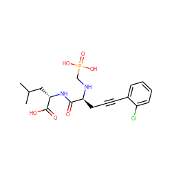 CC(C)C[C@H](NC(=O)[C@H](CC#Cc1ccccc1Cl)NCP(=O)(O)O)C(=O)O ZINC000013779379