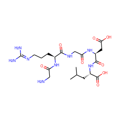 CC(C)C[C@H](NC(=O)[C@H](CC(=O)O)NC(=O)CNC(=O)[C@H](CCCN=C(N)N)NC(=O)CN)C(=O)O ZINC000013455564