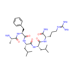 CC(C)C[C@H](NC(=O)[C@H](CC(C)C)NC(=O)[C@H](Cc1ccccc1)NC(=O)[C@H](C)N)C(=O)N[C@@H](CCCN=C(N)N)C(N)=O ZINC000027330722
