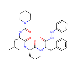 CC(C)C[C@H](NC(=O)[C@H](CC(C)C)NC(=O)N1CCCCC1)C(=O)N[C@@H](Cc1ccccc1)C(=O)NNc1ccccc1 ZINC000299866637