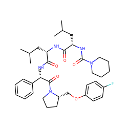 CC(C)C[C@H](NC(=O)[C@H](CC(C)C)NC(=O)N1CCCCC1)C(=O)N[C@H](C(=O)N1CCC[C@H]1COc1ccc(F)cc1)c1ccccc1 ZINC000299871038