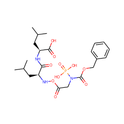 CC(C)C[C@H](NC(=O)[C@H](CC(C)C)NOC(=O)CN(C(=O)OCc1ccccc1)P(=O)(O)O)C(=O)O ZINC000036322604