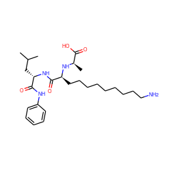 CC(C)C[C@H](NC(=O)[C@H](CCCCCCCCCN)N[C@H](C)C(=O)O)C(=O)Nc1ccccc1 ZINC000027625782