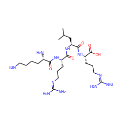 CC(C)C[C@H](NC(=O)[C@H](CCCN=C(N)N)NC(=O)[C@@H](N)CCCCN)C(=O)N[C@@H](CCCN=C(N)N)C(=O)O ZINC000135798005