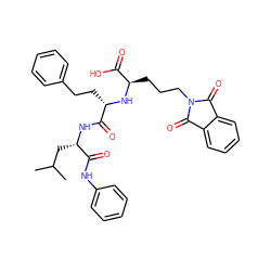 CC(C)C[C@H](NC(=O)[C@H](CCc1ccccc1)N[C@H](CCCN1C(=O)c2ccccc2C1=O)C(=O)O)C(=O)Nc1ccccc1 ZINC000026982847