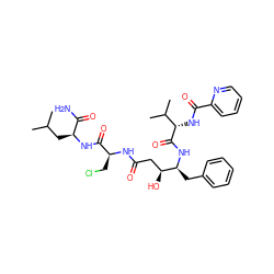 CC(C)C[C@H](NC(=O)[C@H](CCl)NC(=O)C[C@H](O)[C@H](Cc1ccccc1)NC(=O)[C@@H](NC(=O)c1ccccn1)C(C)C)C(N)=O ZINC000049784903