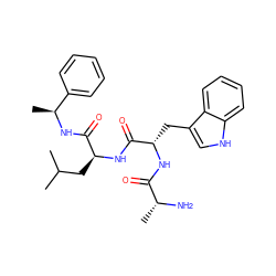 CC(C)C[C@H](NC(=O)[C@H](Cc1c[nH]c2ccccc12)NC(=O)[C@@H](C)N)C(=O)N[C@@H](C)c1ccccc1 ZINC000027425901