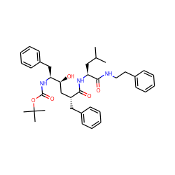 CC(C)C[C@H](NC(=O)[C@H](Cc1ccccc1)C[C@H](O)[C@H](Cc1ccccc1)NC(=O)OC(C)(C)C)C(=O)NCCc1ccccc1 ZINC000014943154