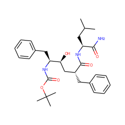 CC(C)C[C@H](NC(=O)[C@H](Cc1ccccc1)C[C@H](O)[C@H](Cc1ccccc1)NC(=O)OC(C)(C)C)C(N)=O ZINC000014943157