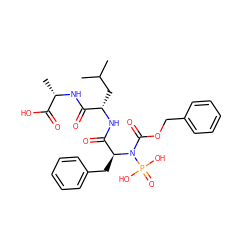 CC(C)C[C@H](NC(=O)[C@H](Cc1ccccc1)N(C(=O)OCc1ccccc1)P(=O)(O)O)C(=O)N[C@@H](C)C(=O)O ZINC000029406926