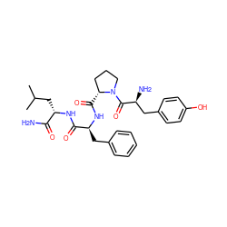 CC(C)C[C@H](NC(=O)[C@H](Cc1ccccc1)NC(=O)[C@@H]1CCCN1C(=O)[C@@H](N)Cc1ccc(O)cc1)C(N)=O ZINC000096318537