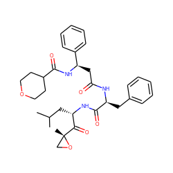 CC(C)C[C@H](NC(=O)[C@H](Cc1ccccc1)NC(=O)C[C@@H](NC(=O)C1CCOCC1)c1ccccc1)C(=O)[C@@]1(C)CO1 ZINC000169344511