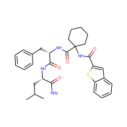 CC(C)C[C@H](NC(=O)[C@H](Cc1ccccc1)NC(=O)C1(NC(=O)c2cc3ccccc3s2)CCCCC1)C(N)=O ZINC000028825154