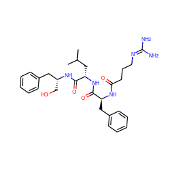 CC(C)C[C@H](NC(=O)[C@H](Cc1ccccc1)NC(=O)CCCN=C(N)N)C(=O)N[C@H](CO)Cc1ccccc1 ZINC000026263799