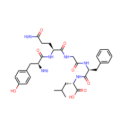 CC(C)C[C@H](NC(=O)[C@H](Cc1ccccc1)NC(=O)CNC(=O)[C@H](CCC(N)=O)NC(=O)[C@@H](N)Cc1ccc(O)cc1)C(=O)O ZINC000026144216