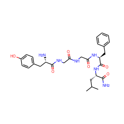 CC(C)C[C@H](NC(=O)[C@H](Cc1ccccc1)NC(=O)CNC(=O)CNC(=O)[C@@H](N)Cc1ccc(O)cc1)C(N)=O ZINC000027887108