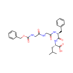 CC(C)C[C@H](NC(=O)[C@H](Cc1ccccc1)NC(=O)CNC(=O)CNC(=O)OCc1ccccc1)C(=O)O ZINC000653840722