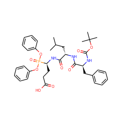 CC(C)C[C@H](NC(=O)[C@H](Cc1ccccc1)NC(=O)OC(C)(C)C)C(=O)N[C@@H](CCC(=O)O)P(=O)(Oc1ccccc1)Oc1ccccc1 ZINC000096271147