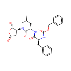 CC(C)C[C@H](NC(=O)[C@H](Cc1ccccc1)NC(=O)OCc1ccccc1)C(=O)N[C@H]1CC(=O)O[C@@H]1O ZINC000013819027