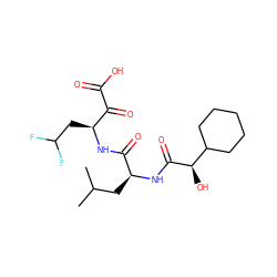 CC(C)C[C@H](NC(=O)[C@H](O)C1CCCCC1)C(=O)N[C@@H](CC(F)F)C(=O)C(=O)O ZINC000013819755