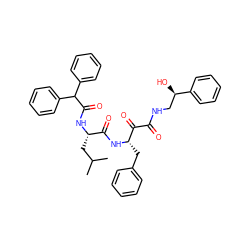 CC(C)C[C@H](NC(=O)C(c1ccccc1)c1ccccc1)C(=O)N[C@@H](Cc1ccccc1)C(=O)C(=O)NC[C@@H](O)c1ccccc1 ZINC000027330314