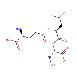 CC(C)C[C@H](NC(=O)CC[C@H](N)C(=O)O)C(=O)N[C@@H](CN)C(=O)O ZINC000013648969