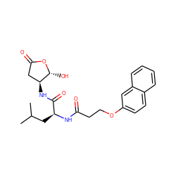 CC(C)C[C@H](NC(=O)CCOc1ccc2ccccc2c1)C(=O)N[C@H]1CC(=O)O[C@@H]1O ZINC000013819129