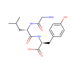 CC(C)C[C@H](NC(=O)CN)C(=O)N[C@@H](Cc1ccc(O)cc1)C(=O)O ZINC000001575534