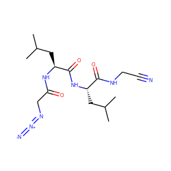 CC(C)C[C@H](NC(=O)CN=[N+]=[N-])C(=O)N[C@@H](CC(C)C)C(=O)NCC#N ZINC000299834347