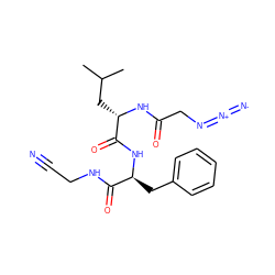 CC(C)C[C@H](NC(=O)CN=[N+]=[N-])C(=O)N[C@@H](Cc1ccccc1)C(=O)NCC#N ZINC000299839970