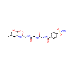 CC(C)C[C@H](NC(=O)CNC(=O)CNC(=O)CNC(=O)c1ccc(S(N)(=O)=O)cc1)C(=O)O ZINC000027636130
