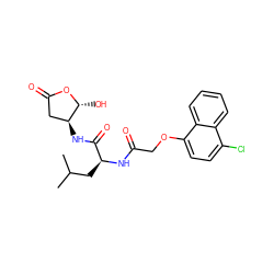 CC(C)C[C@H](NC(=O)COc1ccc(Cl)c2ccccc12)C(=O)N[C@H]1CC(=O)O[C@@H]1O ZINC000013819153